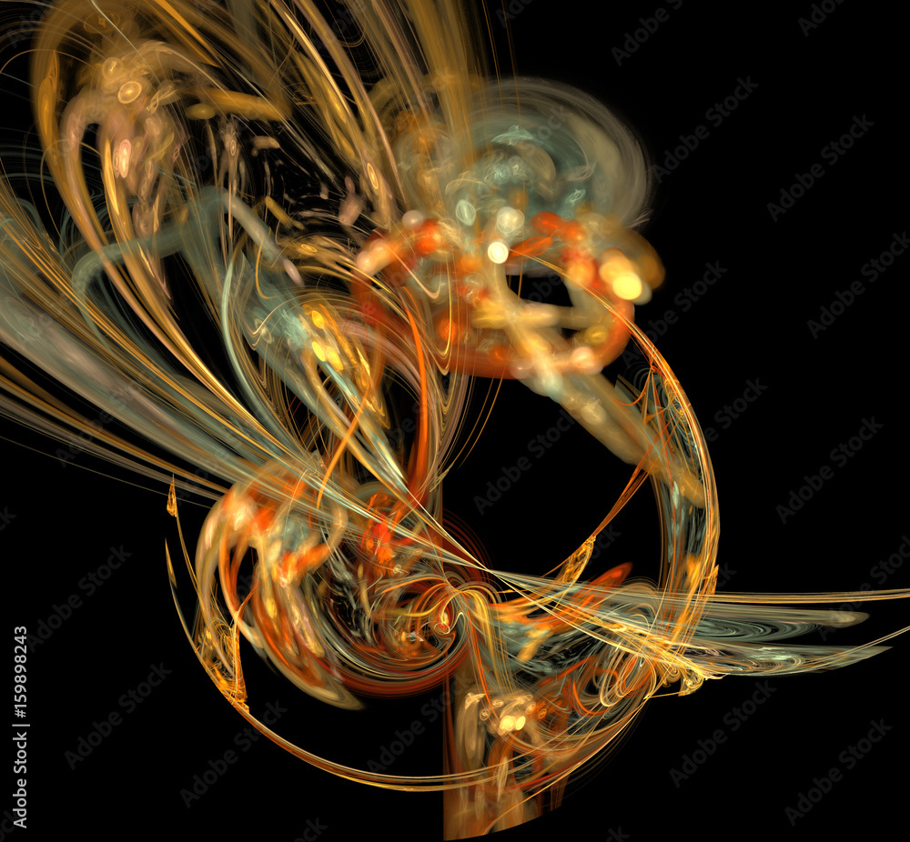 Poster abstract fractal disk with smooth, curved lines