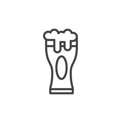 Beer glass with foam line icon, outline vector sign, linear style pictogram isolated on white. Symbol, logo illustration. Editable stroke. Pixel perfect