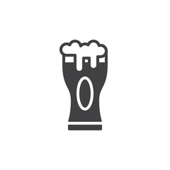 Beer glass with foam icon vector, filled flat sign, solid pictogram isolated on white. Symbol, logo illustration. Pixel perfect