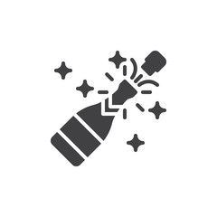 Champagne pop icon vector, filled flat sign, solid pictogram isolated on white. Celebration symbol, logo illustration. Pixel perfect