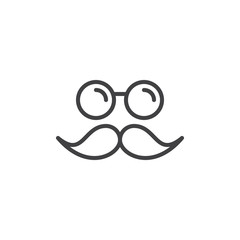 Moustache and glasses line icon, outline vector sign, linear style pictogram isolated on white. Symbol, logo illustration. Editable stroke. Pixel perfect