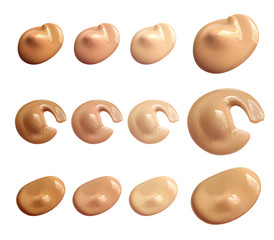 Fototapeta premium Makeup foundation drops set. Various shades and shapes