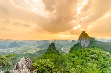 Poster Sunset view from Moon Hill in Yangshuo © streetflash