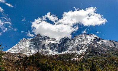 Fototapeta premium Mount Siguniang - four sister mountains in Sichuan China