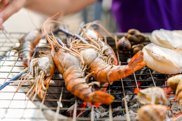 Grilled shrimp on the stove for the party.