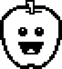 Smiling 8-Bit Cartoon Apple