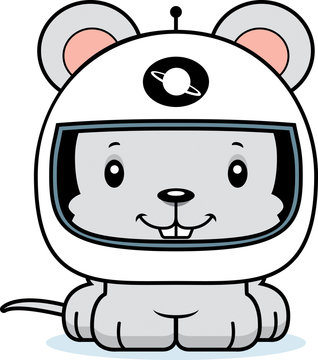 Cartoon Smiling Astronaut Mouse