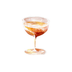 cocktail illustration. Hand drawn watercolor on white background.