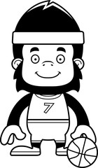 Cartoon Smiling Basketball Player Gorilla