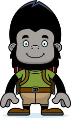 Cartoon Smiling Hiker Gorilla