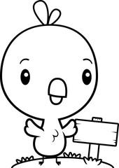 Obraz premium Cartoon Baby Chick Wood Sign