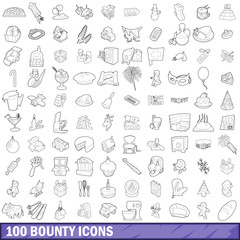 100 bounty icons set, outline style
