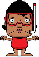 Cartoon Angry Snorkeler Woman