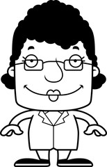Cartoon Smiling Scientist Woman