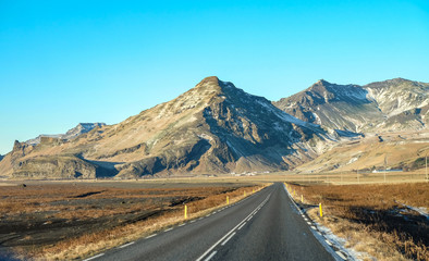 Road to Mountain on winter season, Beautiful view