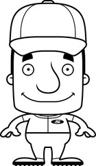 Cartoon Smiling Baseball Player Man