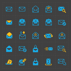 Email and envelope icons on Dark