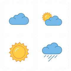 four flat modern weather icons