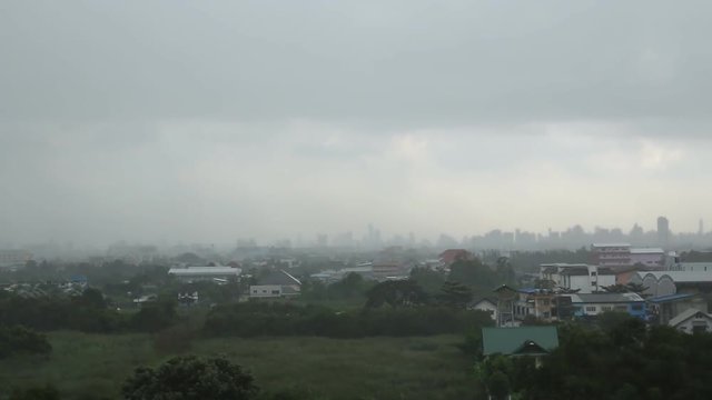 Time lapse,A strong wind rain storm in Bangkok