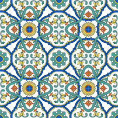 Seamless vector pattern with hand drawn traditional motifs of southern italy ceramics 