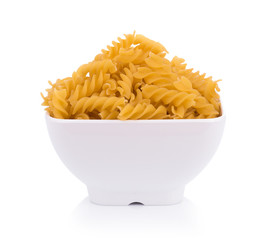 Pasta in bowl isolated on white background