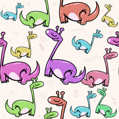 Funny dinosaurs seamless pattern vector. Kids illustration. Dinosaurs seamless backgrounds, template textile industry, preschool, children room decoration