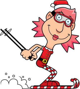 recommend clip art: Cartoon Christmas Elf Skiing