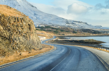 Road to Mountain on winter season, Beautiful view