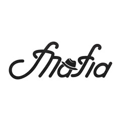 Mafia logo lettering. Text with a texture. Men's Hat