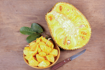 Tropical Jack Fruit on the wood background