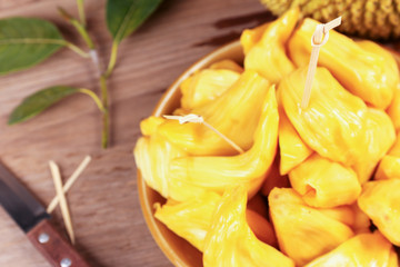 Tropical Jack Fruit on the wood background