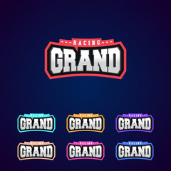 Set of the power full grand racing typography logo emblem design for t- shirt