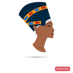 Nefertiti profile color flat icon for web and mobile design
