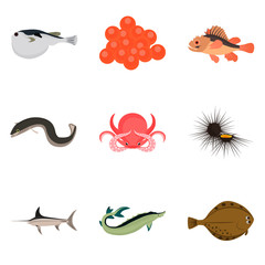 Set of sea food icons for web and mobile design