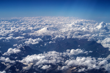 Fototapeta na wymiar View to Elbrus from the plane