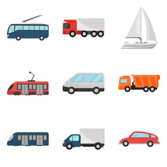 Set of transport color flat icons for web and mobile design