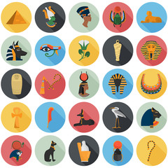 Fototapeta premium Set of ancient Egypt color flat icons for web and mobile design