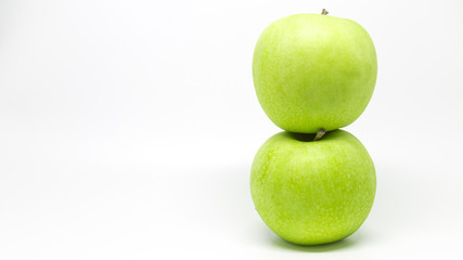 Green apple on white background.
