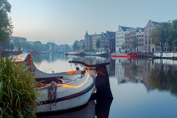 Amsterdam. View of the canal at dawn.