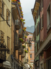Fototapeta premium Historical street in Malcesine village, lake Garda, Italy
