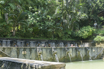 BALI, INDONESIA , CIRCA APRIL 2016. Hot spring Air Panas Banjar. Tourist attraction spot in Bali.