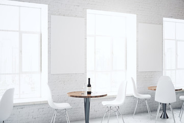 Brick cafe with poster side