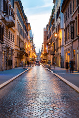 Fototapeta na wymiar Old Roman street at sunset