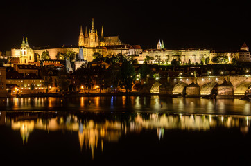 Fototapeta na wymiar Summer night in Prague, Czech Republic