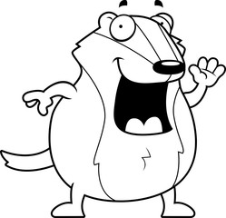 Cartoon Badger Waving