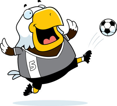 Cartoon Eagle Soccer Kick