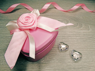 valentine's day composition of gift box and hearts