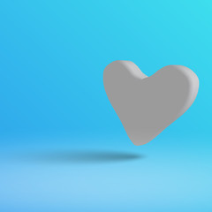 A light heart on a blue background in 3d style.