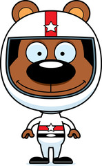Cartoon Smiling Race Car Driver Bear