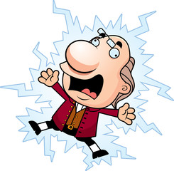 Cartoon Ben Franklin Electrocuted